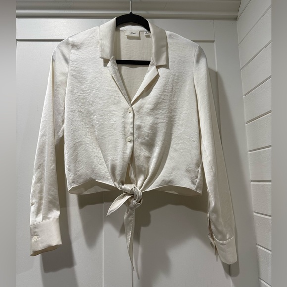 Wilfred Tops - Aritzia Wilfred Tie-Front Satin Blouse